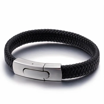 Vintage 21cm Braided Leather Wrap Bracelet & Bangle For Men Jewelry Stainless Steel Polished Easy Button Clasp Wristband
Vintage 21cm Braided Leather Wrap Bracelet & Bangle For Men Jewelry Stainless Steel Polished Easy Button Clasp Wristband