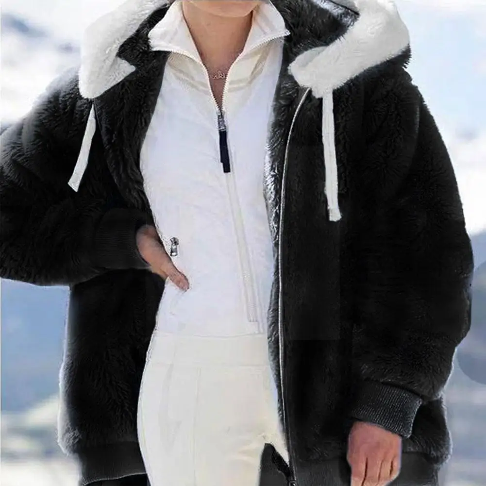 Фото Женское пальто из искусственного меха зимний теплый кардиган на молнии верхняя