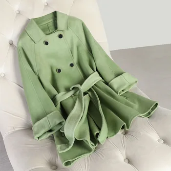 Autumn Winter Women Wool Blend Coat Medium Long Solid Straight Jackets With Sashes Lady OL Elegant Outerwear Casual Streetwear 
Autumn Winter Women Wool Blend Coat Medium Long Solid Straight Jackets With Sashes Lady OL Elegant Outerwear Casual Streetwear