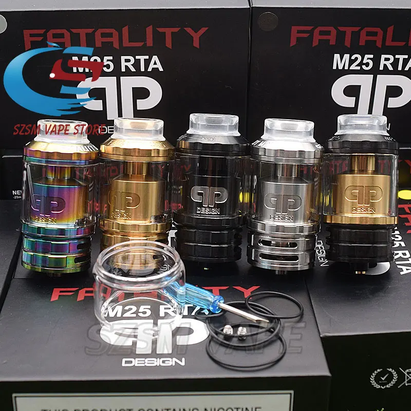 New qp fatality m25 rta 4ML /5.5ML Glass tank 25mm Diameter Top airflow Adjustment Atomizers VS Fatality RTA Vapor Giant v6 S
New qp fatality m25 rta 4ML /5.5ML Glass tank 25mm Diameter Top airflow Adjustment Atomizers VS Fatality RTA Vapor Giant v6 S