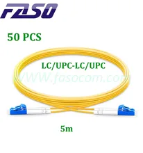 

FASO 50Pcs 5m DX Core LC/UPC-LC/UPC Fiber Optic Jumper Single Mode G652D 3.0mm Optical Fiber Patch Cord Yellow LSZH Jacket