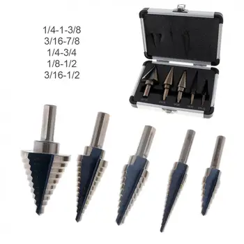5pcs/lot Step Drill Bit Set Cone HSS Spiral Grooved Drill Bit Multiple Hole of 1/4-1-3/8 3/16-7/8 1/4-3/4 1/8-1/2 3/16-1/2
5pcs/lot Step Drill Bit Set Cone HSS Spiral Grooved Drill Bit Multiple Hole of 1/4-1-3/8 3/16-7/8 1/4-3/4 1/8-1/2 3/16-1/2