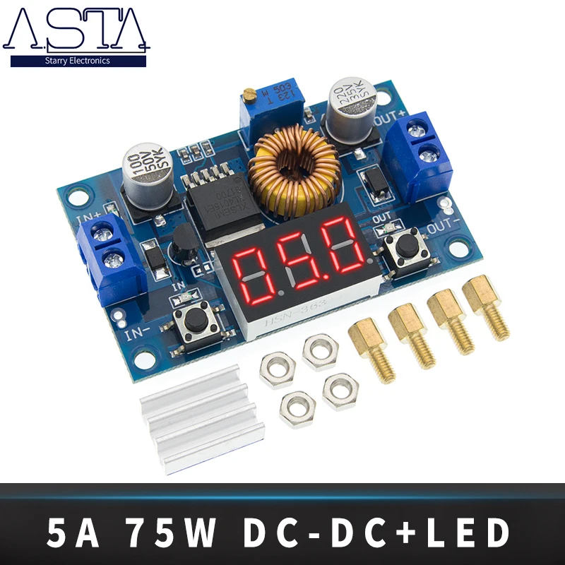 Free Shipping 5PCS 5A High power 75W DC-DC adjustable step-down module+LED Voltmeter Power supply module
Free Shipping 5PCS 5A High power 75W DC-DC adjustable step-down module+LED Voltmeter Power supply module