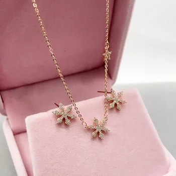 Lanyika Fashion Jewelry Romantic Snowflake Circle Zircon Micro inlay Necklace with Earrings for Everyday Wedding Best Gift
Lanyika Fashion Jewelry Romantic Snowflake Circle Zircon Micro inlay Necklace with Earrings for Everyday Wedding Best Gift