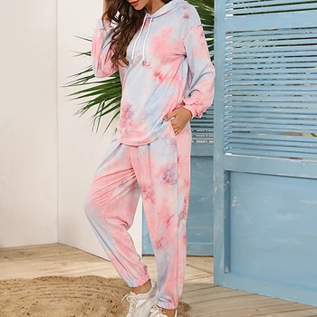 Tie Dye Women Autumn Pajamas Set Hooded Long Sleeve Tops and Long Pants Pijamas Feminino Nightwear Casual Sleepwear Cotton Full
Tie Dye Women Autumn Pajamas Set Hooded Long Sleeve Tops and Long Pants Pijamas Feminino Nightwear Casual Sleepwear Cotton Full