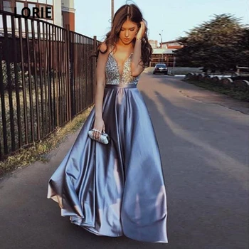 LORIE Evening Dresses Deep V-neck Sequined with Satin Prom Gowns Long Formal Beach Party Open Back Celebrity Dresses Plus Size
LORIE Evening Dresses Deep V-neck Sequined with Satin Prom Gowns Long Formal Beach Party Open Back Celebrity Dresses Plus Size