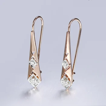 Women Geometric Rhombic Heart CZ Stones Drop Dangle Earrings 585 Rose Gold Long Earring Fashion Jewelry GE315 
Women Geometric Rhombic Heart CZ Stones Drop Dangle Earrings 585 Rose Gold Long Earring Fashion Jewelry GE315