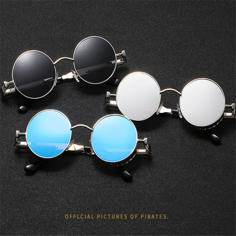 

Fashion Vintage Retro Polarized Steampunk Sunglasses Round Mirrored Eyewear Polarized Brand Design Pilot Male Sun Glasses Drivin