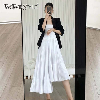 TWOTWINSTYLE Elegant Black Skirt For Women High Waist Ruched Irregular Hem Casual Skirts Female Fashion New Clothing 2020 Summer
TWOTWINSTYLE Elegant Black Skirt For Women High Waist Ruched Irregular Hem Casual Skirts Female Fashion New Clothing 2020 Summer