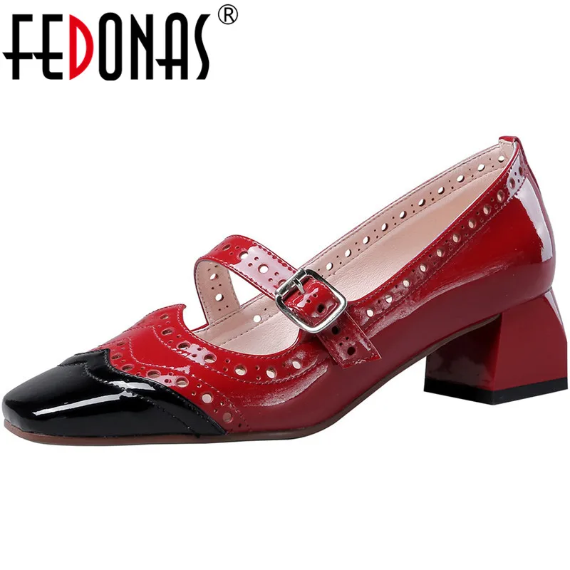 FEDONAS Color Matching New Patent Leather Women Hollow Out Night Club Square Toe Thick Heeled Slip On Spring Summer Shoes Woman
FEDONAS Color Matching New Patent Leather Women Hollow Out Night Club Square Toe Thick Heeled Slip On Spring Summer Shoes Woman