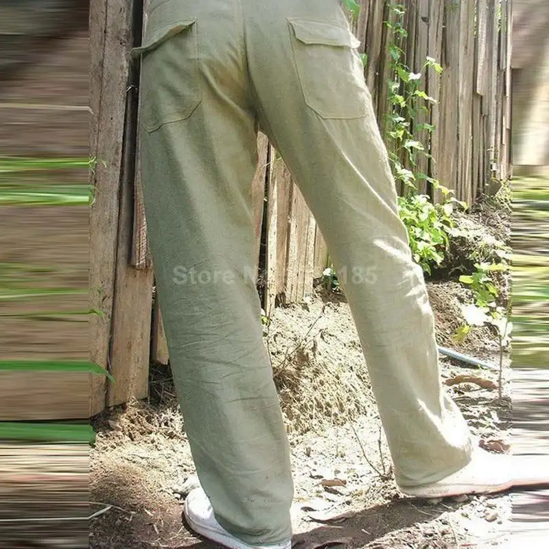 Vintage Cotton Linen Pants Wide Leg Trousers