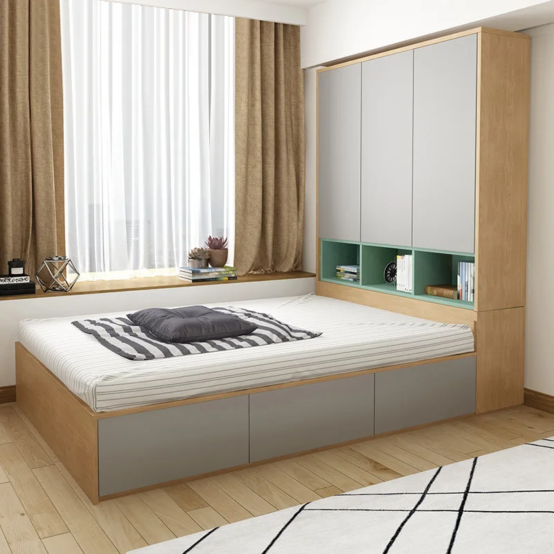 Nordic modern minimalist double bed 1.2 meters 1.5 meters tatami bed plate wardrobe bed high box storage bed with closet
Nordic modern minimalist double bed 1.2 meters 1.5 meters tatami bed plate wardrobe bed high box storage bed with closet