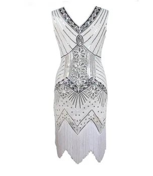 Vintage best dancer V collar bead flapper women elegant evening dress with tassel
Vintage best dancer V collar bead flapper women elegant evening dress with tassel