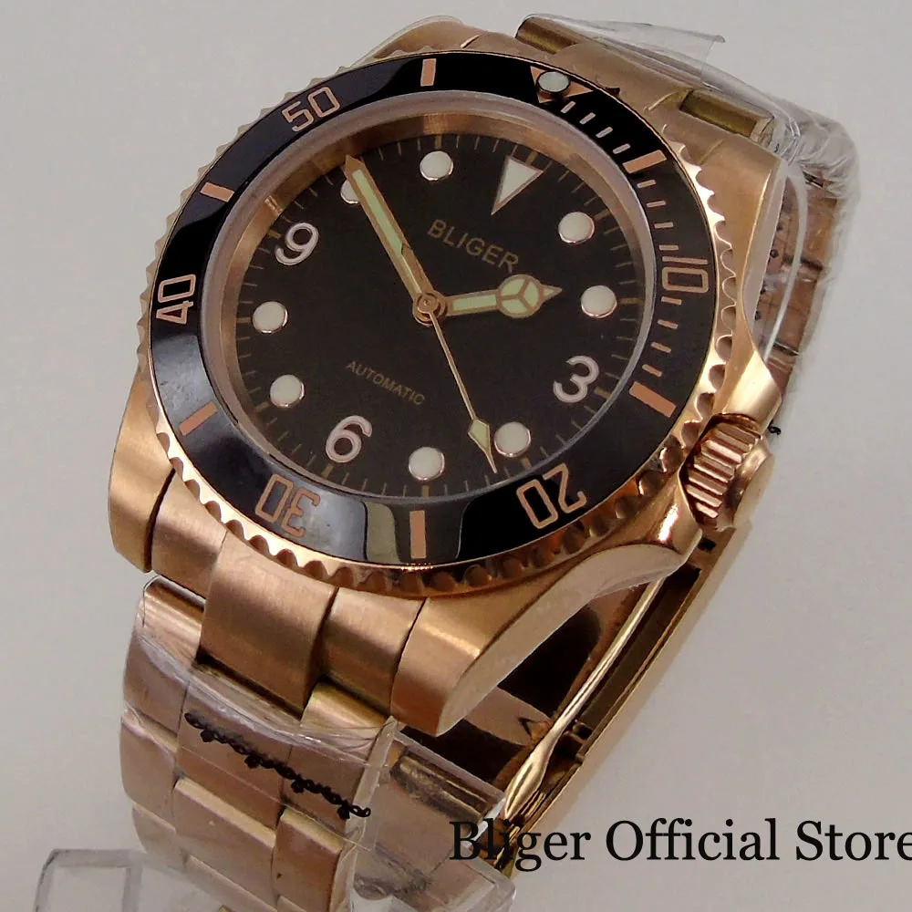 BLIGER All Rose Gold Coated Automatic Men Watch 21 jewel miyota 8215 Oyster Strap Luminous Dial Date Display Screwdown Crown
BLIGER All Rose Gold Coated Automatic Men Watch 21 jewel miyota 8215 Oyster Strap Luminous Dial Date Display Screwdown Crown