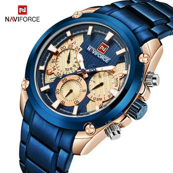 NAVIFORCE Fashion Sports Men Quartz Watch Calendar Steel Band Chronograph Clock Business Waterproof Military Luminous Wristwatch
NAVIFORCE Fashion Sports Men Quartz Watch Calendar Steel Band Chronograph Clock Business Waterproof Military Luminous Wristwatch