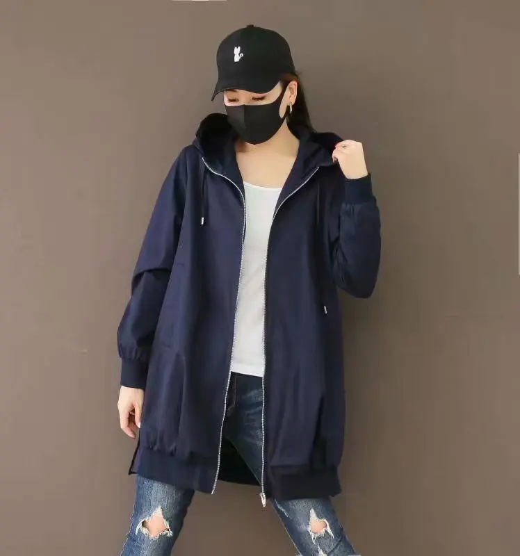 2019 Autumn New Products Loose Casual Hooded Coat Women's Large Size Mid-length BF Long Sleeve Zipper Cardigan Jacket
2019 Autumn New Products Loose Casual Hooded Coat Women's Large Size Mid-length BF Long Sleeve Zipper Cardigan Jacket