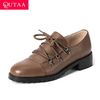 QUTAA 2020 Lace Up All Match Single Shoes Round Toe Quality Cow Leather Women Pumps Square Heel Casual Women Shoes Size 34-39
QUTAA 2020 Lace Up All Match Single Shoes Round Toe Quality Cow Leather Women Pumps Square Heel Casual Women Shoes Size 34-39