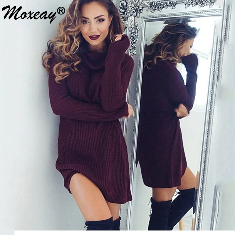 Moxeay Women Turtleneck Knit Sweater Long Sleeve Pullover Sexy Autumn Women Slim Sweater Winter Turtleneck Knitted Sweater Dress 
Moxeay Women Turtleneck Knit Sweater Long Sleeve Pullover Sexy Autumn Women Slim Sweater Winter Turtleneck Knitted Sweater Dress