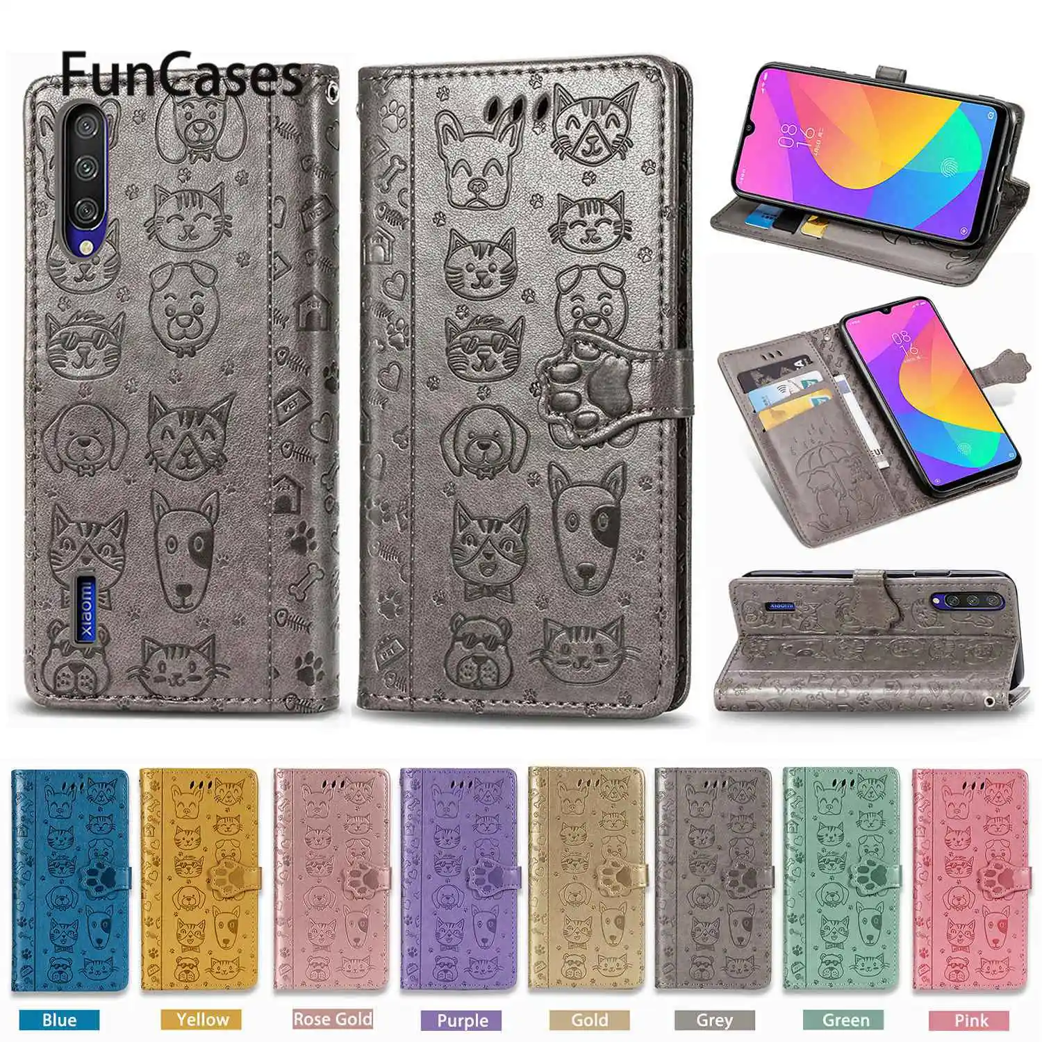 Милый чехол-бумажник из искусственной кожи с кошачьей головой для capinha Xiaomi 10 Pro