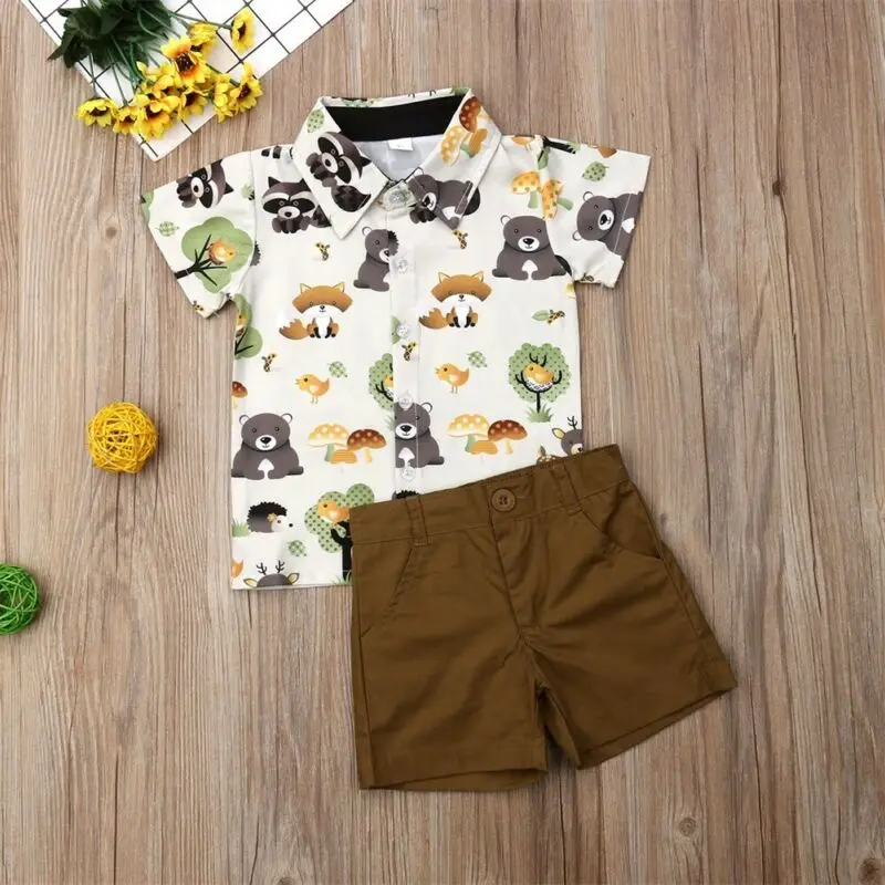 Комплект одежды для маленьких мальчиков футболка и шорты с коротким рукавом