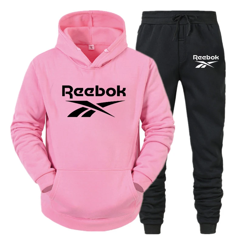 

Winter Brand REEBOK Two Pieces Sets Thick hoodies Tracksuit Men/women Sportswear Gyms Fitness Training Hoodies Sweatshirts