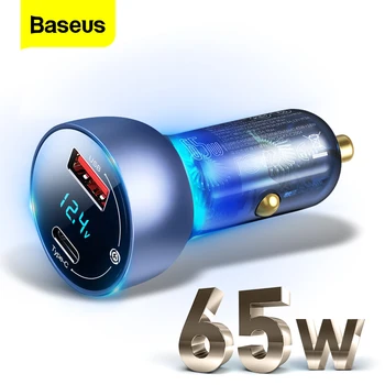 

Baseus 65W USB Car Charger Quick Charge 4.0 3.0 QC4.0 QC3.0 Type C PD Fast Car Charging Charger For iPhone Xiaomi Mobile Phone