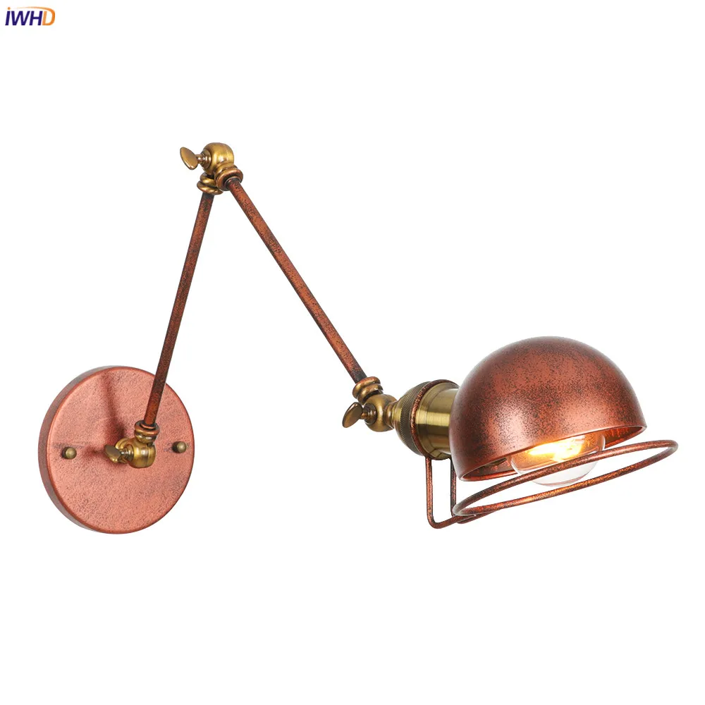 

IWHD Loft Decor Industrial Wall Lamp Bedroom Mirror Stair Long Arm Antique Vintage Wall Light Sconce Edison Apliques Pared LED