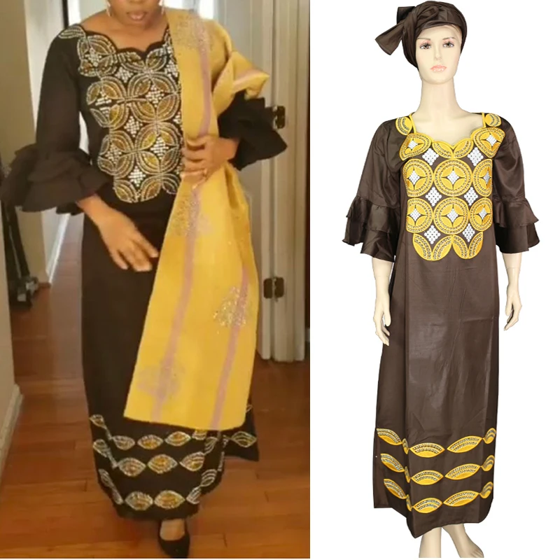 H&D African Dress For Women Plus Size Dresses With Head Wraps Women's Embroidered Maxi Dress 2020 Dashiki African Clothes S3314
H&D African Dress For Women Plus Size Dresses With Head Wraps Women's Embroidered Maxi Dress 2020 Dashiki African Clothes S3314