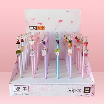 36 pcs/lot Kawaii Fruit Pendant Gel Pen Cute 0.5 mm Black ink signature Pens Promotional Gift Stationery School Supplies 
36 pcs/lot Kawaii Fruit Pendant Gel Pen Cute 0.5 mm Black ink signature Pens Promotional Gift Stationery School Supplies