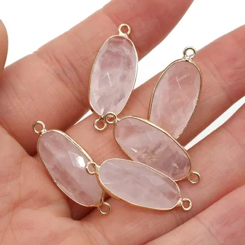 New Natural Stone Pendants Connector Rose Quartz Double Hole Connector DIY for Necklace or Jewelry Making Size 11x27mm
New Natural Stone Pendants Connector Rose Quartz Double Hole Connector DIY for Necklace or Jewelry Making Size 11x27mm