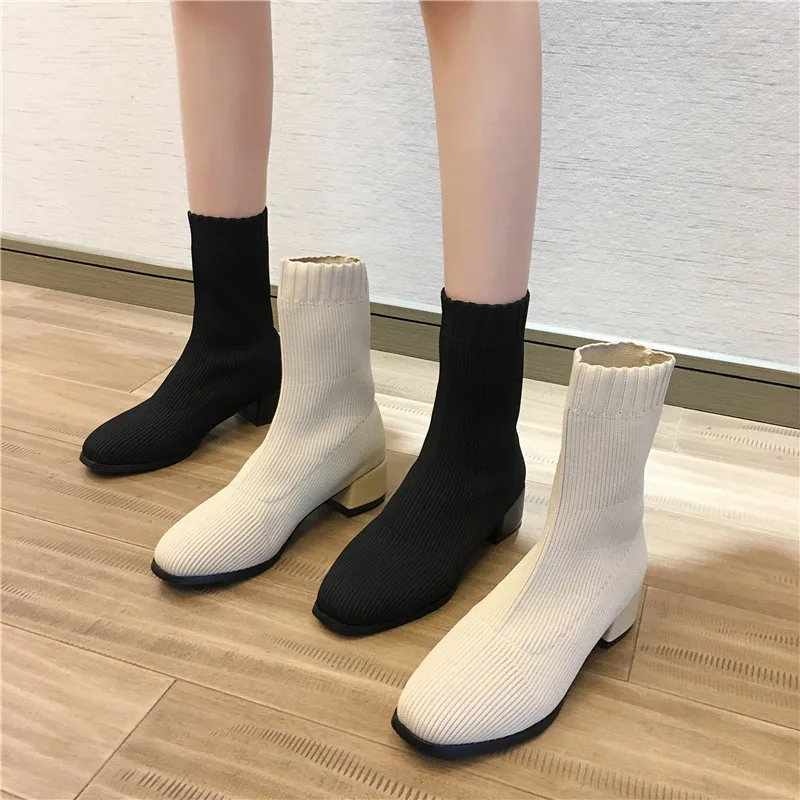 2019 Trendy Shoes Autumn And Winter England Square Head Knit Boots Women's New Style-Style Martin Rubber Boots Bootie Short Ankl
2019 Trendy Shoes Autumn And Winter England Square Head Knit Boots Women's New Style-Style Martin Rubber Boots Bootie Short Ankl