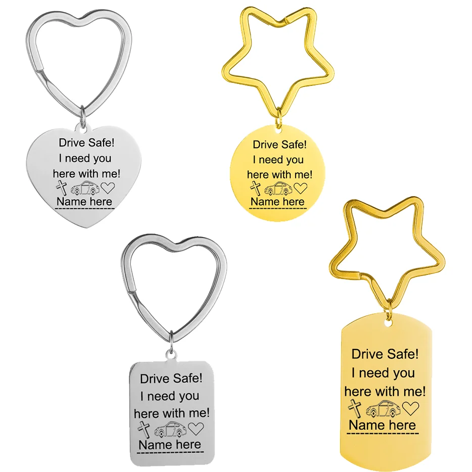 Customized Personality Key Chain Engraved Name Drive Safe I need you here with me Stainless Steel Key Chain For Women Men Gift
Customized Personality Key Chain Engraved Name Drive Safe I need you here with me Stainless Steel Key Chain For Women Men Gift