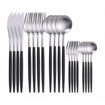 Tableware Utensils Set Matte Silverware Cutlery Sets Dinner Knife Salad Fork Tea Spoon Stainless Steel Gold Dinnerware Set 20Pcs 
Tableware Utensils Set Matte Silverware Cutlery Sets Dinner Knife Salad Fork Tea Spoon Stainless Steel Gold Dinnerware Set 20Pcs