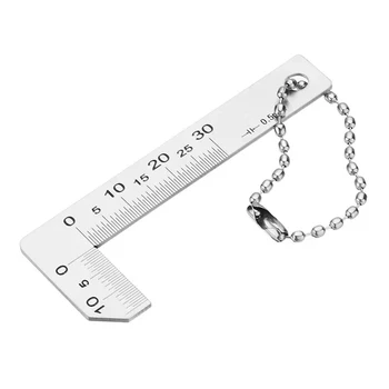 

0-30mm Tools With Lanyard Practical Chamfering Measuring Clear Scale 0.5mm Accuracy Square Ruler Stainless Steel Silver Metric
