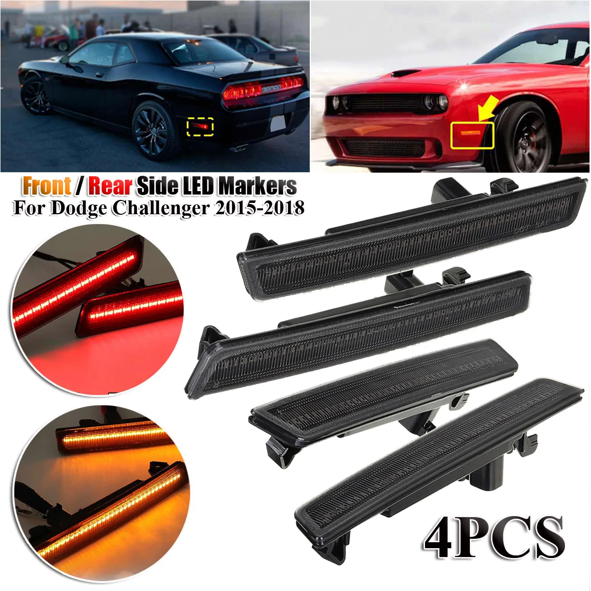 2pcs Front/Rear Side LED Markers ( Amber Light/Red ) For Dodge Challenger 2015- 2016 2017 2018 Led Turn Signal Lights
2pcs Front/Rear Side LED Markers ( Amber Light/Red ) For Dodge Challenger 2015- 2016 2017 2018 Led Turn Signal Lights