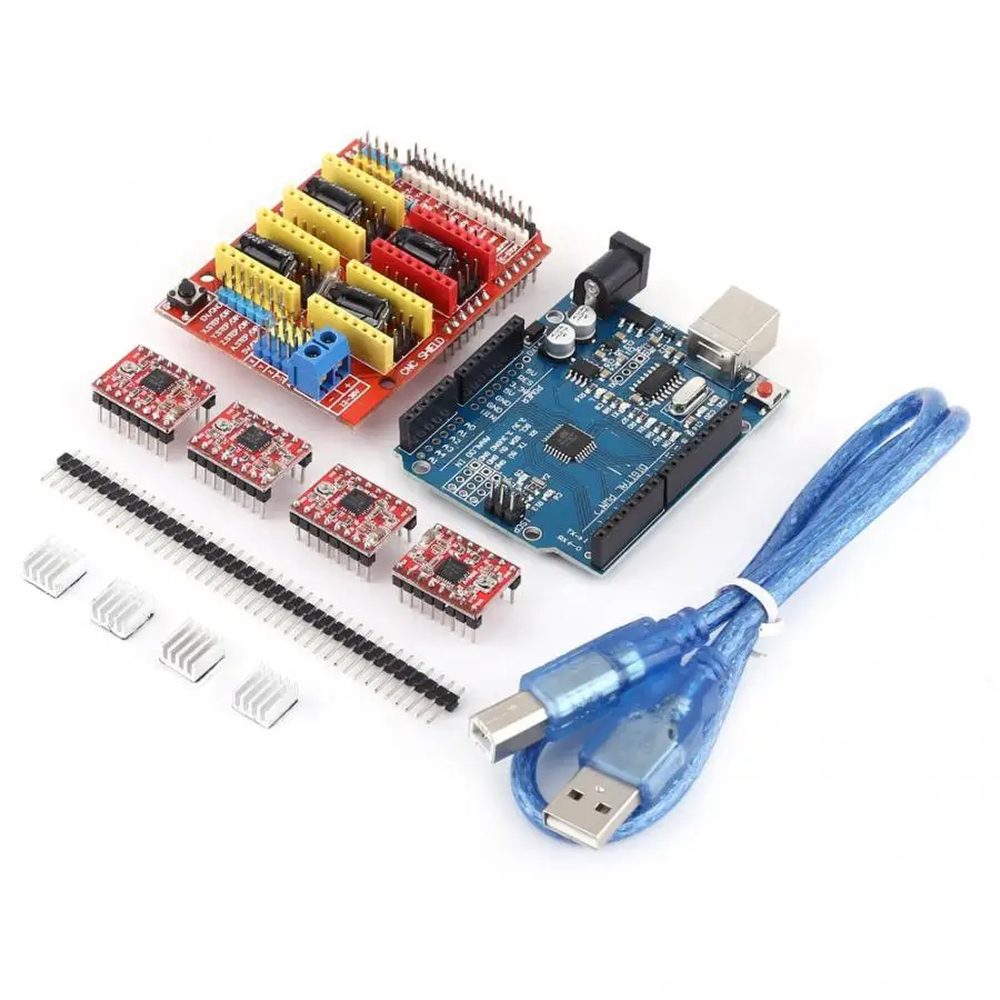3D Printer Controller Stepper Motor Kit CNC Shield V3.0 Expansion Board+A4988 Stepper Motor Drivers For Engraving Machine
3D Printer Controller Stepper Motor Kit CNC Shield V3.0 Expansion Board+A4988 Stepper Motor Drivers For Engraving Machine