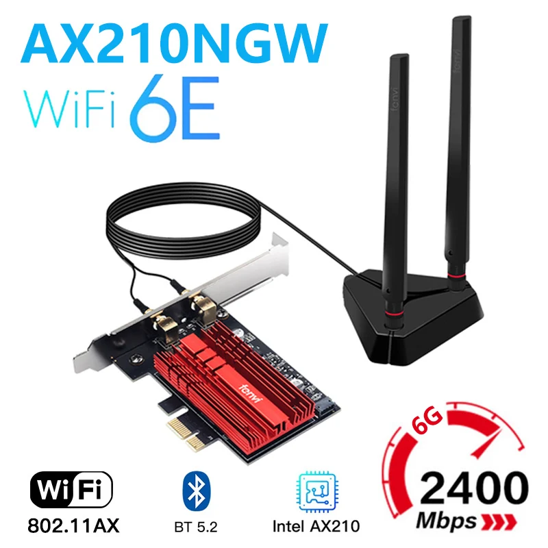 Фото Wi-Fi 6E Wi-Fi-карта Intel AX210 2 4 ГГц/5G/6 ГГц 5374 м BT 5 AX200 PCIe беспроводной сетевой адаптер PCI