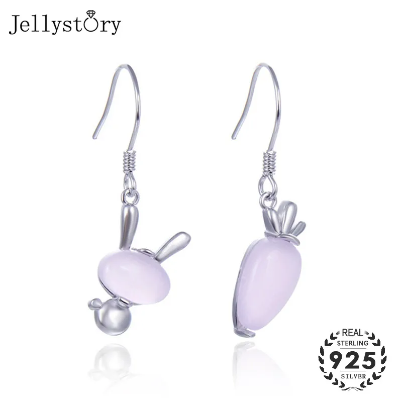 

Серьги Jellystory из стерлингового серебра 925 пробы с искусственным розовым кристаллом, драгоценные камни, ювелирные изделия, висячие серьги для женщин, вечерние НКА