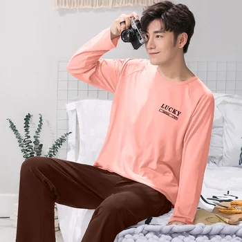 Pajama Set Men O-neck Long Sleeve Striped Comfortable Warm Flannel Mens Pajamas Plus Size XXXL Korean Style Home Clothing Casual 
Pajama Set Men O-neck Long Sleeve Striped Comfortable Warm Flannel Mens Pajamas Plus Size XXXL Korean Style Home Clothing Casual