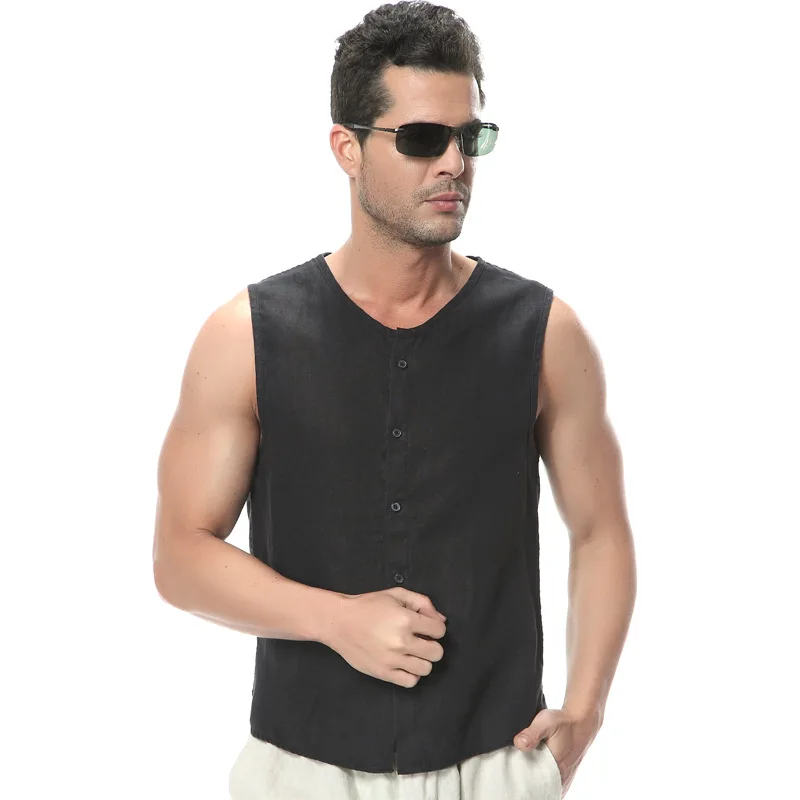 Summer Flax MEN'S Vest Thin Sleeveless Crew Neck Casual Vest Loose And Plus-sized 036
Summer Flax MEN'S Vest Thin Sleeveless Crew Neck Casual Vest Loose And Plus-sized 036