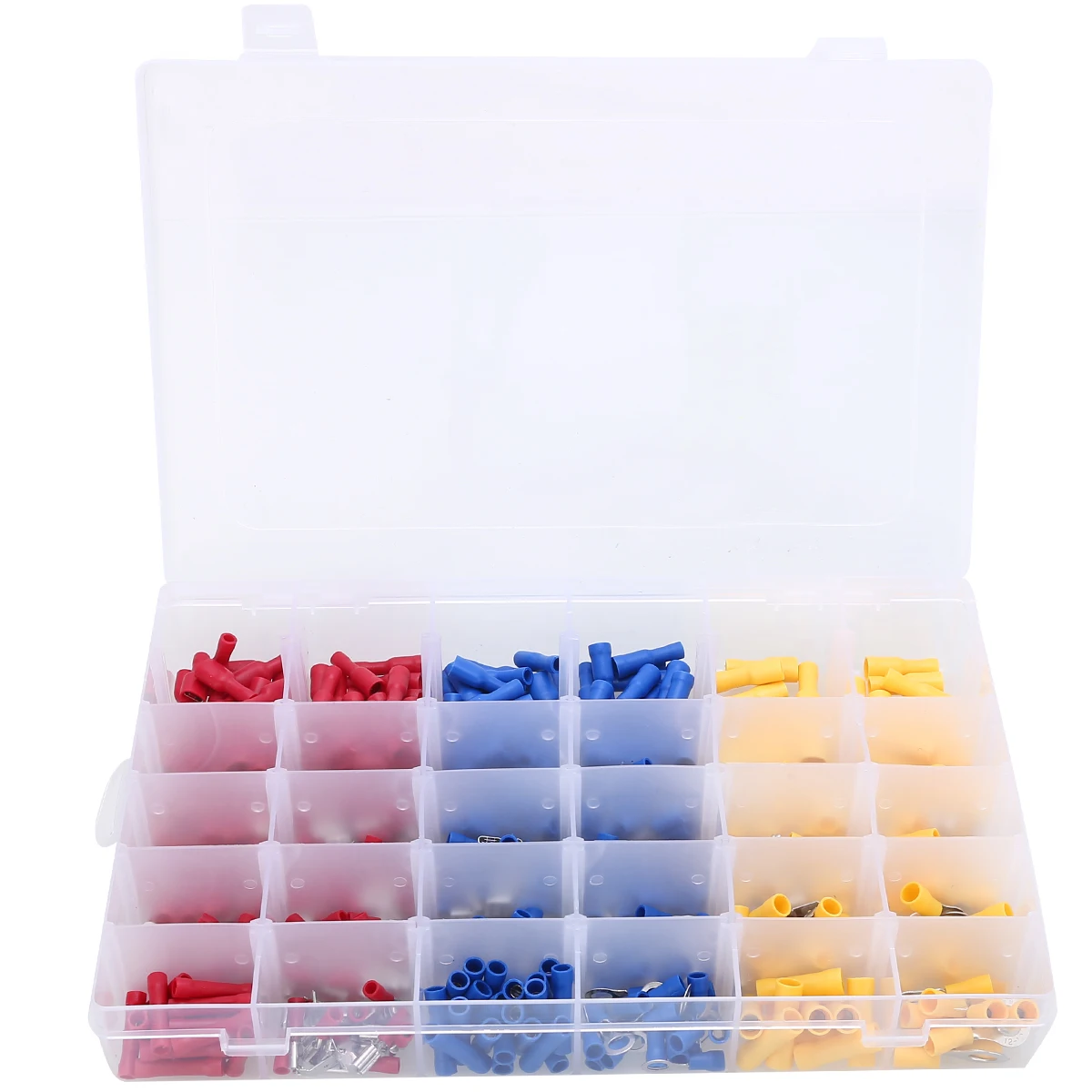 480pcs Male Female Assorted Insulated Electrical Wire Terminals Crimp Connector Spade Butt Ring Fork Assortment Kit with Box
480pcs Male Female Assorted Insulated Electrical Wire Terminals Crimp Connector Spade Butt Ring Fork Assortment Kit with Box
