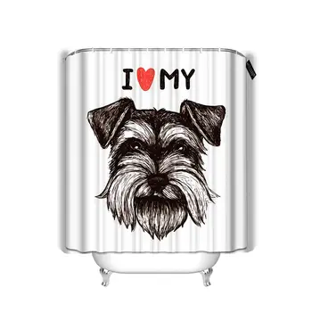 Decor Bath Curtains I Love My Schnauzer Sketch with Dog Portrait Greeting Bathroom Decoration Shower Curtain 
Decor Bath Curtains I Love My Schnauzer Sketch with Dog Portrait Greeting Bathroom Decoration Shower Curtain
