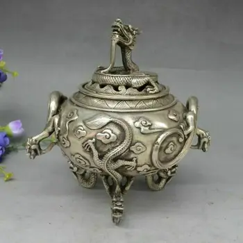 China White Copper Silver Three Dragon Foot Incense Burner Censer Bronze Statue
China White Copper Silver Three Dragon Foot Incense Burner Censer Bronze Statue