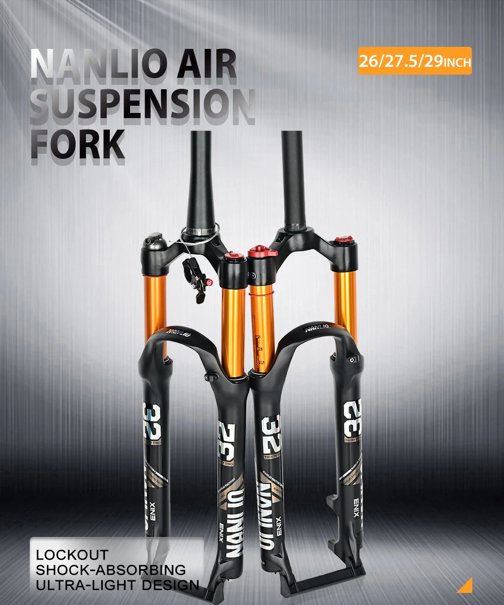 NANLIO Magnesium Alloy MTB Bicycle Supension Fork Air 26/27.5/29er Inch Mountain Bike 32 RL100mm Fork For A Bicycle Accessories NANLIO Magnesium Alloy MTB Bicycle Supension Fork Air 26/27.5/29er Inch Mountain Bike 32 RL100mm Fork For A Bicycle Accessories