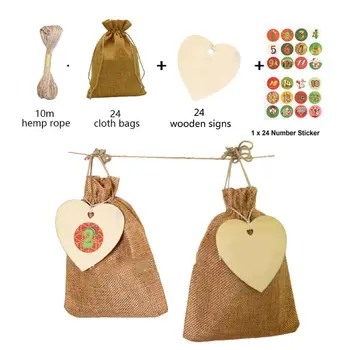 24 Days Countdown Advent Calendar Hanging Drawstring Candy Bags with Stickers 67JB
24 Days Countdown Advent Calendar Hanging Drawstring Candy Bags with Stickers 67JB