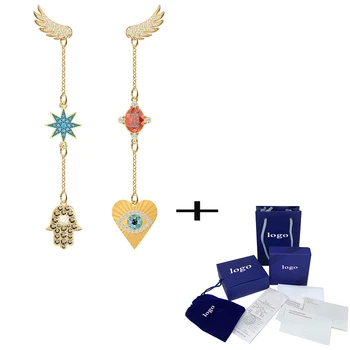 SWA New LUCKY GODDESS Pierced Earrings Shiny Asymmetric Wings Crystal Ladies Luxury Popular Jewelry Gift Unique Retro
SWA New LUCKY GODDESS Pierced Earrings Shiny Asymmetric Wings Crystal Ladies Luxury Popular Jewelry Gift Unique Retro