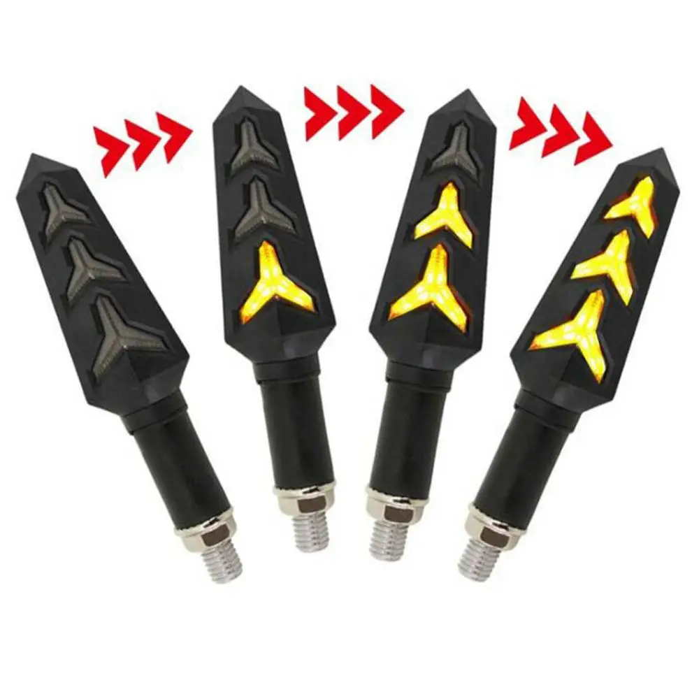 2x Motorcycle LED Turn Signal Lamp Sequential Flowing Indicator Light Amber 3 High Quality LED Fish Bone Y-shaped Car Headlight
2x Motorcycle LED Turn Signal Lamp Sequential Flowing Indicator Light Amber 3 High Quality LED Fish Bone Y-shaped Car Headlight