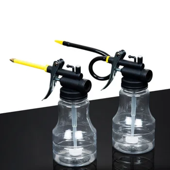 

250ml Transparent High Pressure Pump Oiler Lubrication Oil Can Plastic Machine Oiler Grease 248mm Length flex Manual Oiling Gun