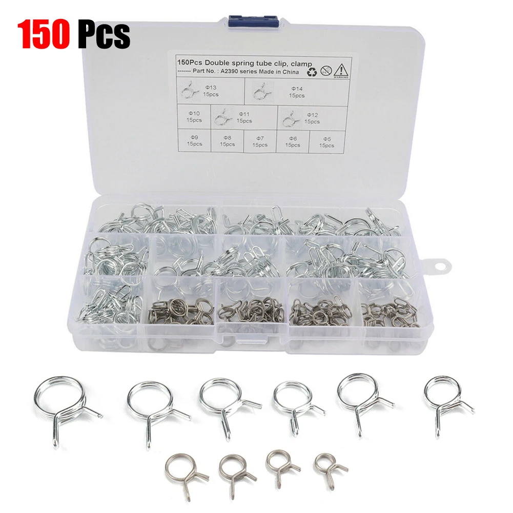 150Pcs/set 10 types Spring Fuel Oil Water CPU Hose Clip Pipe Tube Stainless Steel for Band Clamp Metal Fastener Assortment Kit
150Pcs/set 10 types Spring Fuel Oil Water CPU Hose Clip Pipe Tube Stainless Steel for Band Clamp Metal Fastener Assortment Kit