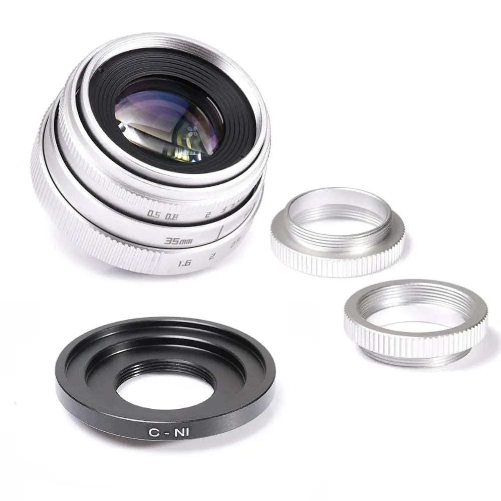Silver Mini 35mm f/1.6 APS-C CCTV Lens+C-N1 adapter ring+2 Macro Ring for Nikon 1-mount Mirroless Camera
Silver Mini 35mm f/1.6 APS-C CCTV Lens+C-N1 adapter ring+2 Macro Ring for Nikon 1-mount Mirroless Camera